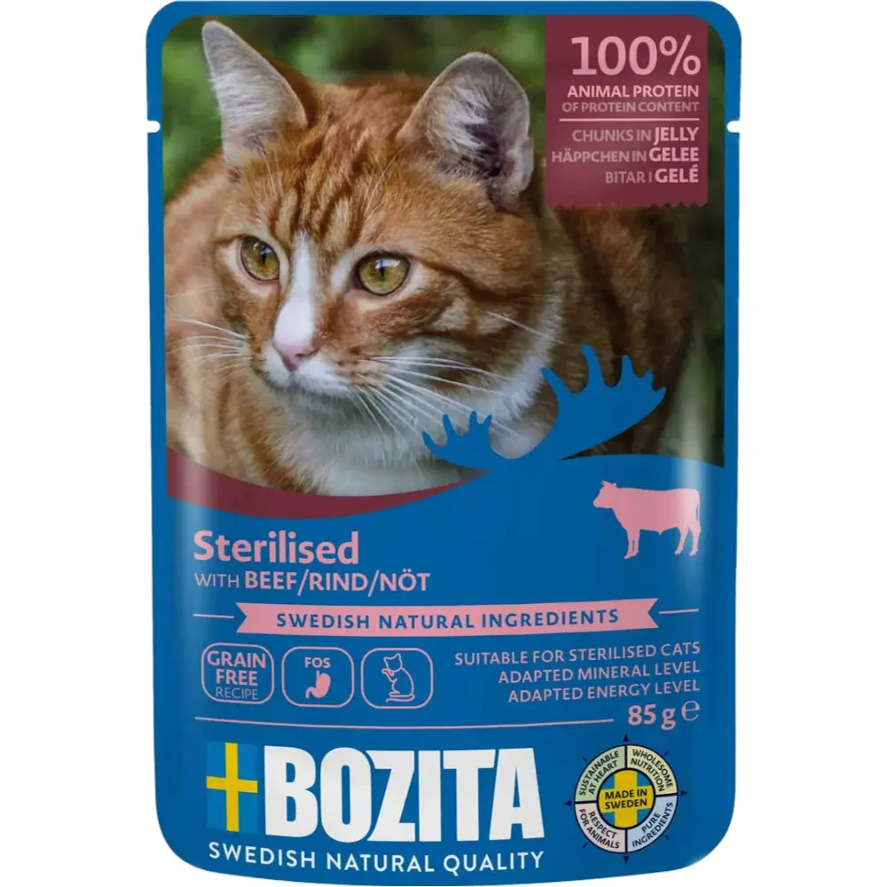 Bozita Kattefoder pose 85g Steriliseret bøf gele